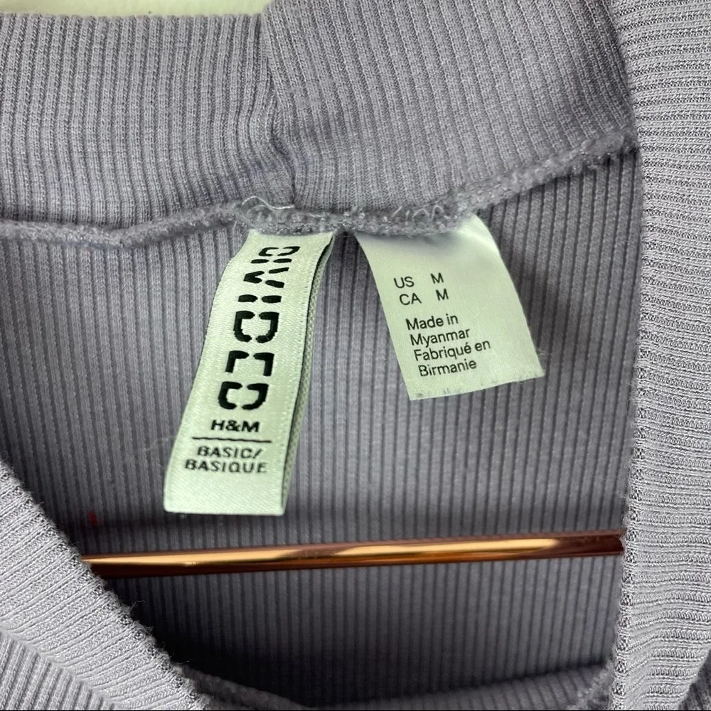 H&M DIVIDED Lilac Ribbed Mockneck Long Sleeve Crop Top - Picture 2 of 8